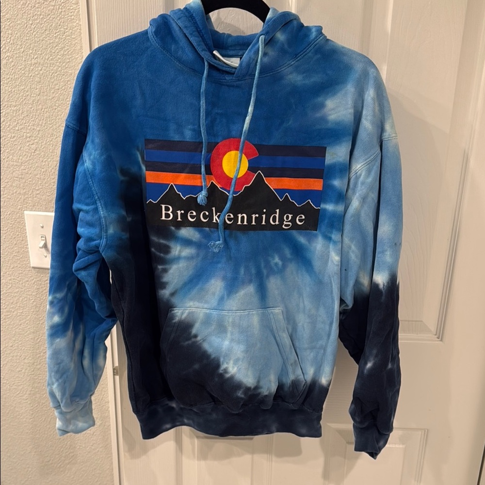 Breckenridge Blue Tie-Dye Hoodie Size M